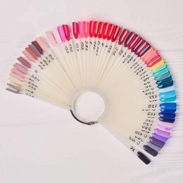 50 st Nail Swatch Sticks med Ring, Clear Fan-shaped Nail Art