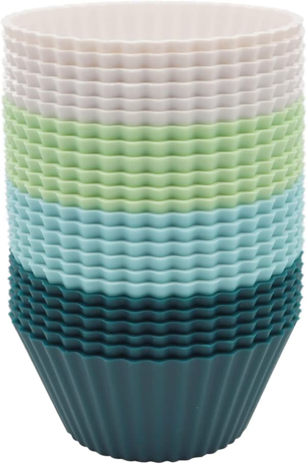 Pakke med 24 genanvendelige silikone bageforme, muffinforme cupcake