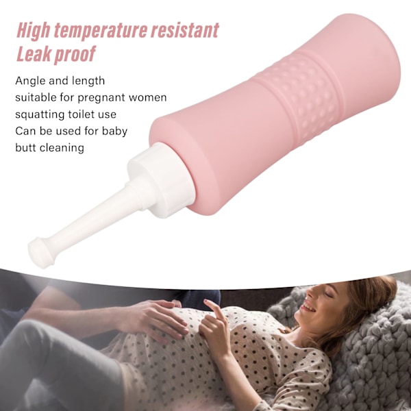 500ML Bidetflaske Bærbar Håndholdt Multifunksjonell Postpartum-pleie Bidet Rosa med Oppbevaringspose for Reiser Rett Hode