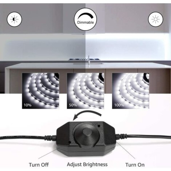 10M dimbar LED-stripe, 6000K kald hvit LED-stripe 600 SMD 2835