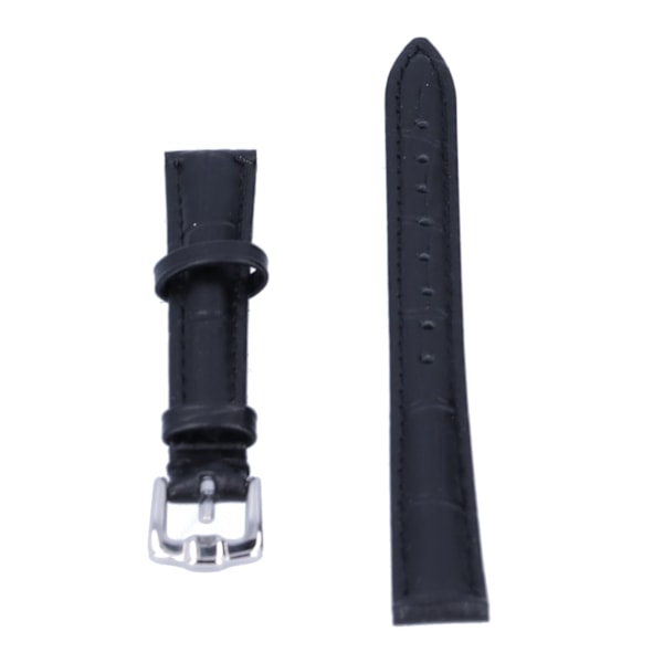 Remmebånd med spenne for klokke, unisex, erstatning, reservedeler, tilbehør, svart 16 mm / 0,63 tommer