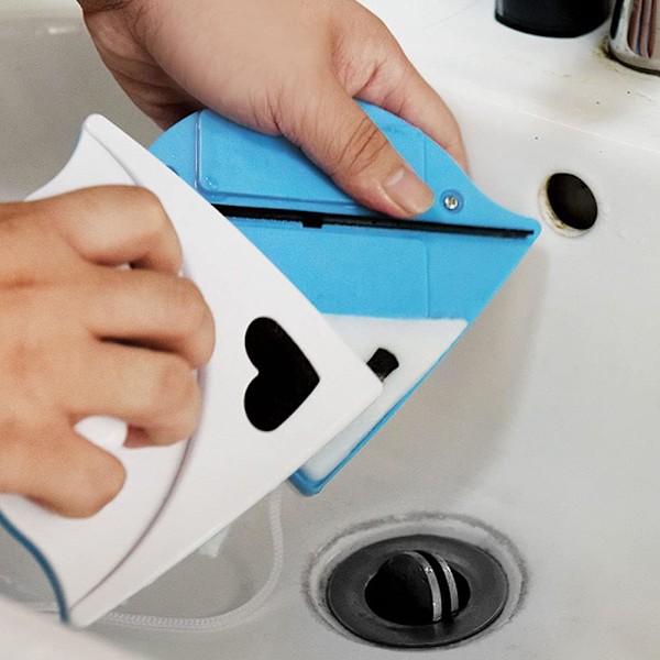 Glasrengöringsverktyg, för triangulära fönster, dubbelsidig glastorkare, magnetisk fönsterputsare av högkvalitativa ABS-material