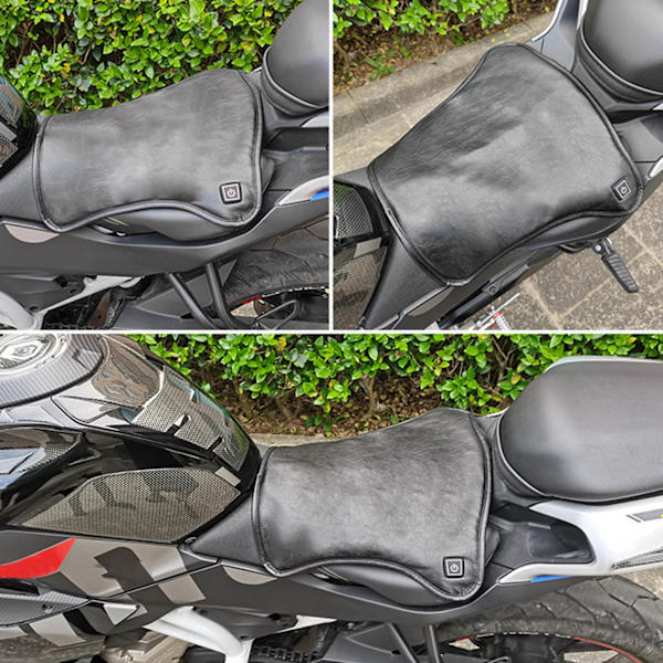 DC 12V Uppvärmd Motorcykelsitsöverdrag Justerbar Vattentät Bekväm Flamskyddad Universal för Motorcykel