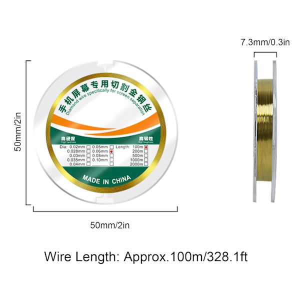 4 Ruller Telefon Skjerm Kuttelinje 100m Lengde Karbonstål Høy Strekkfasthet Molybdenskjerm Kuttetråd 0,06mm