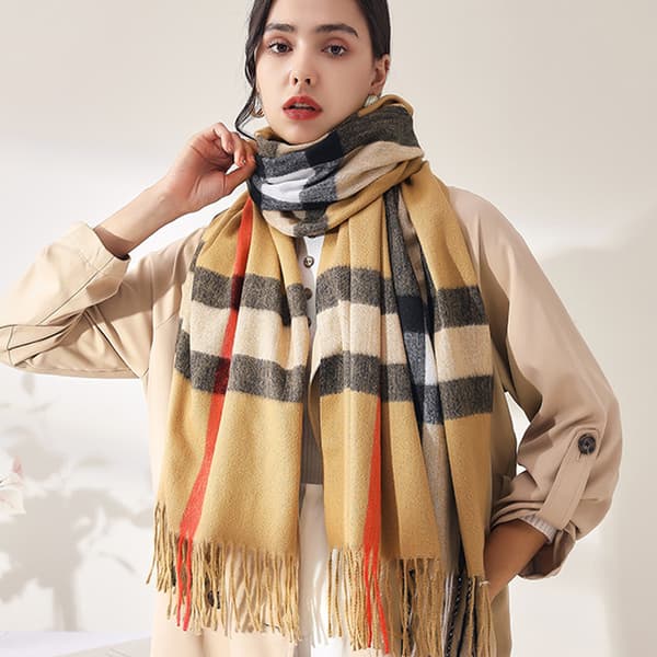 Damesternet tæppetørklæde til vinter, langt ternet chunky oversized vinter/efterår varmt tørklæde, stort tartan tørklæde sjal