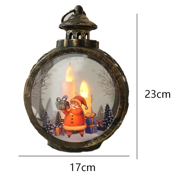 Juletrepynt LED-lys runde julehengelys bærbare Bronze Santa