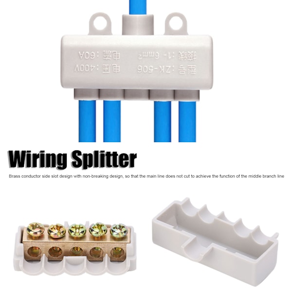 4 st HighPower Huvudsplitter T-formad Kopplingsterminalblock Industriell Koppling 400V 60A (1-in 4-ut (ZK-506) )