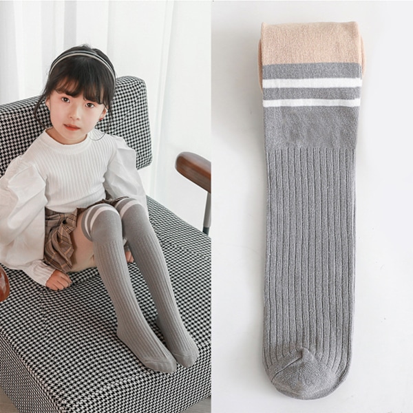 Baby Flick Tights Kammad Bomull Mjuk Håll Värmen Barnstrumpbyxor för Höst Vinter Daglig Skola L