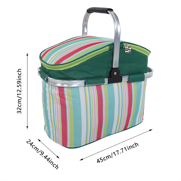 Stripe Bärbar Picknick Matförvaring Zip-låda Tote Bento Påse Lunchväska Behållare