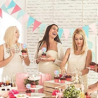 32 stk. Kaketopper for kjønnsavsløring, Cupcake-pynt, Kakepynttilbehør