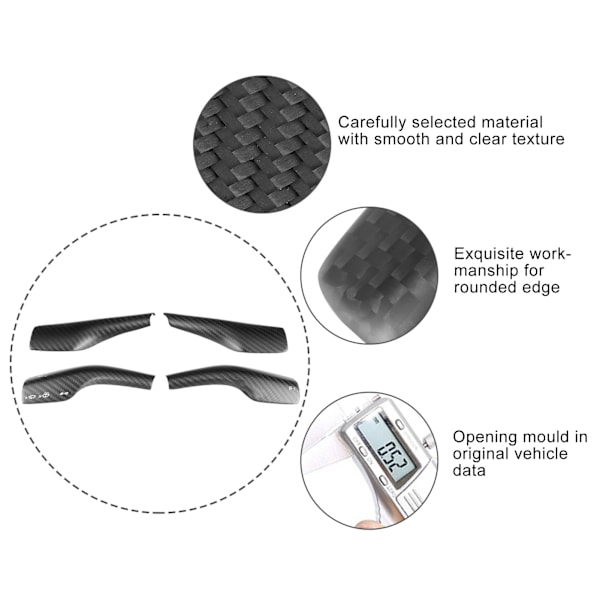 Matt Karbonfiber Frontlysknapptrim og Padle Shifter Deksel Passer til Tesla Model 3 Model Y 2017‑2020