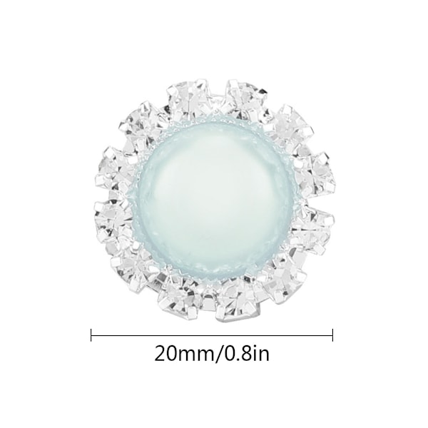 10 st 20mm DIY Halvrunda Pärlor Scrapbooking Dekoration Flatback (Ljusblå)