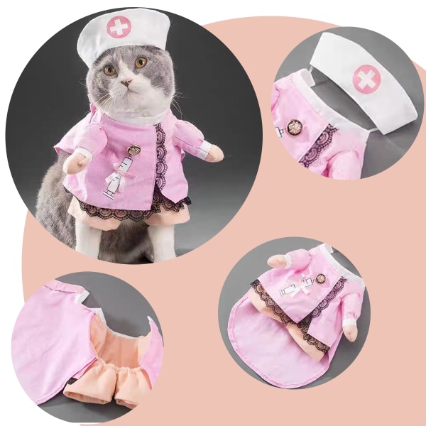 Lemmikkikoira-kissa Halloween-asu Doctor Nurse-asu Koiran farkut