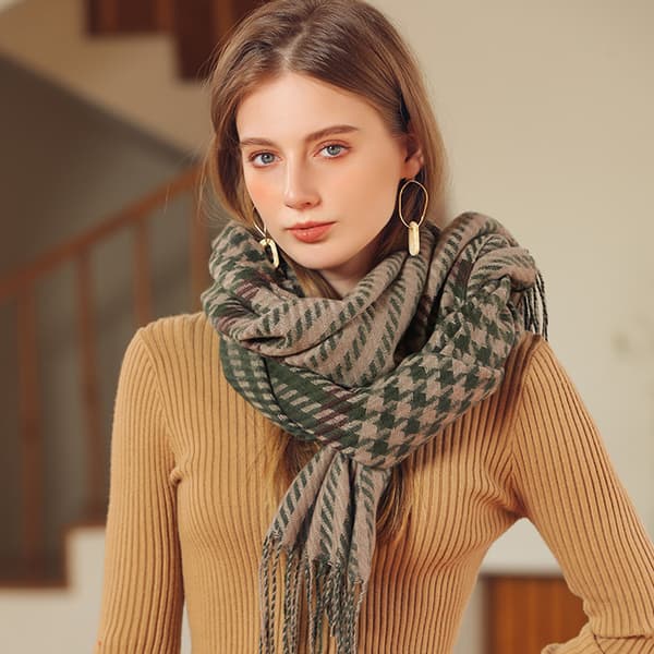 Ternet vintertørklæde til kvinder, varmt og blødt tartan-sjal, oversized tørklæde til vinteren