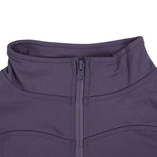 Yogajacka Ståkrage Långärmad Hög Elasticitet Dragkedja Polyesterfiber Slim Träningsjacka för Löpning Aubergine Lila XL