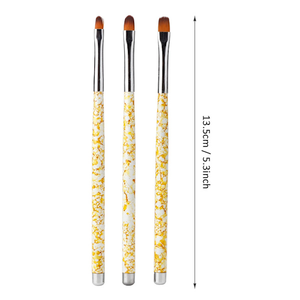 3-pack nagelkonstpenselset Manikyrverktyg Rundt huvud Ritning Målningsfototerapi Penna Gul
