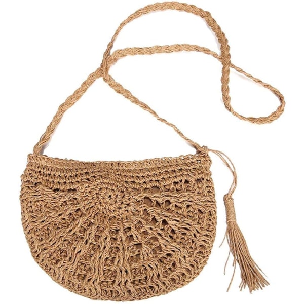 Straw Bag, Basket Bag, Pure Handmade Weaving Shoulder Bag, New Retro Style Straw Braided Woven Bag Travel Sling Bag Shoulder Bag Handbags