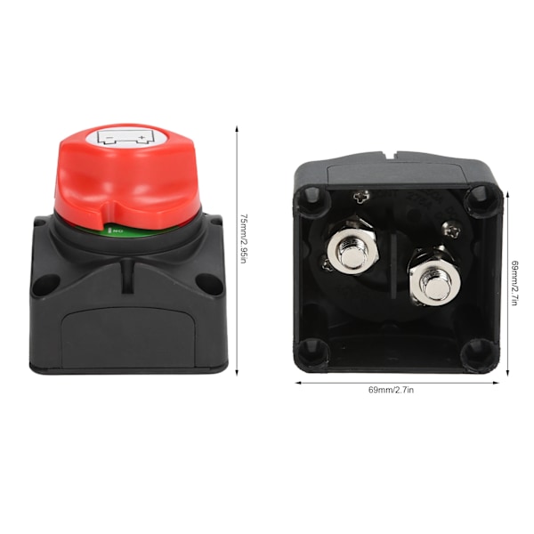 Batteri-bryteravbryter Isolatør 275A Batteristrøm Avbryter Hovedbryter Med M10 Terminal Varmekrympe Rør 12‑36V DC