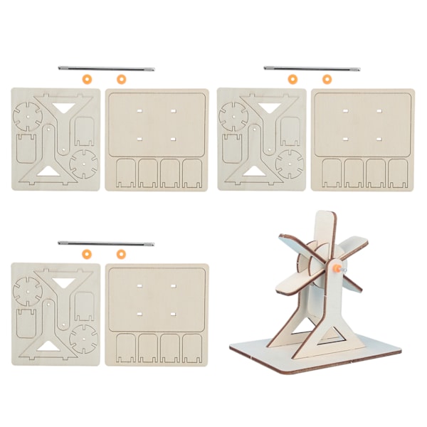 4 Set Trä Vattenhjul Leksaker DIY Barn Teknik DIY Monteringspussel Modell