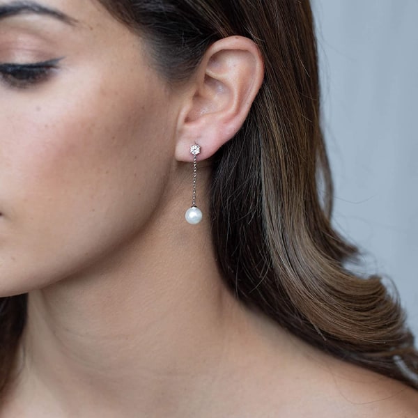 Silver Post Shell Pearl Drop örhängen | Pärlörhängen för kvinnor