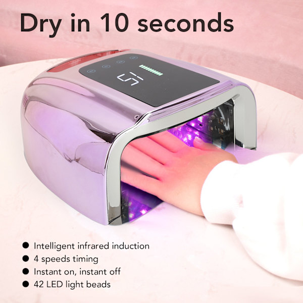 96W Nagel torkare Laddningsbar LED Sensor Snabbhärdande Nagellampa Gradient Lila 100~240V EU-kontakt