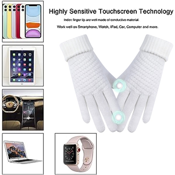 2 stk. vinter touch screen handsker strikkede handsker elastisk manchet vinter varme handsker white