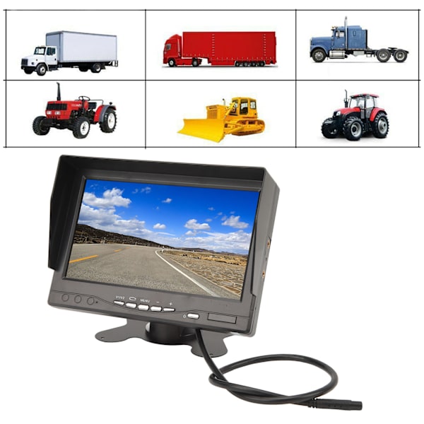 Takakameran seurantapaketti 7 tuuman IPS-näytöllä PAL NTSC -muodossa DC 9‑35V pysäköinti peruutusmonitorisetti kuorma-autoille, perävaunuille, matkailuautoille, pickup-autoille RCA
