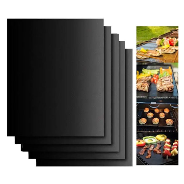 Ugnsfolie för Grill, Non-Stick Värmebeständig Matlagningsmatta, Återanvändbar, Diskmaskinsäker, Kan Klippas Till för Enkel Rengöring (Set med 5)