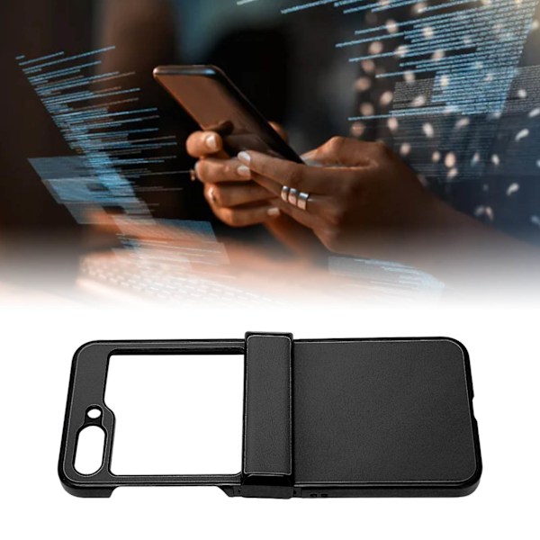 Litchimönstrat Mobiltelefonfodral i Syntetiskt Läder Vikbar Skärm Mobiltelefon Skyddsfodral för Galaxy Z Flip 5 Fodral Svart