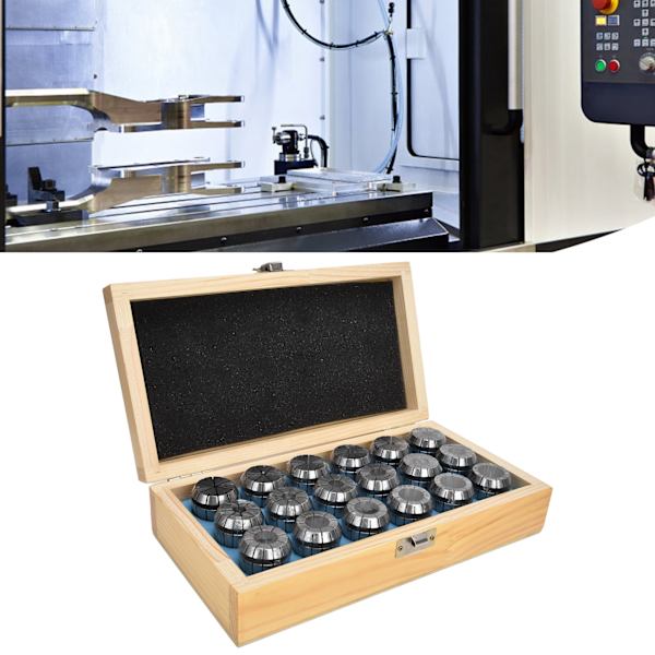 18 stk. ER32 Fjederpatroner Kulstofstål Fræse Drejebænk Chuck Sæt til CNC Graveringsmaskine 3‑20mm