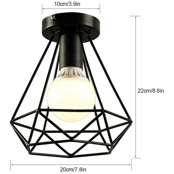 Högkvalitativ Metall Pendellampa, Retro Semi-Flush Taklampa med Enkel Installation för Hall, Vardagsrum, Matsal