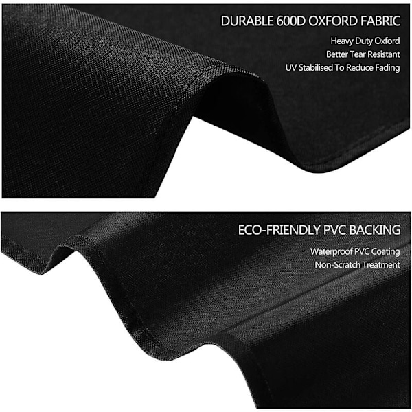 Överdrag för utemöbler, Universal Passform Schäslong, Vattentätt Slitstarkt Svart Material, 200L X 75B X 40H/80H CM