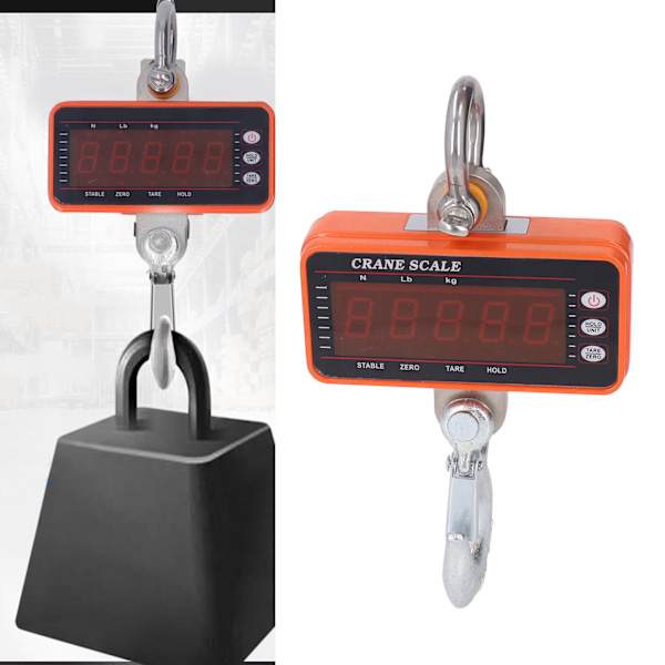 Digital Crane Scale 5 Digit LED Display Wireless Remote Control High Accuracy Hanging Scale for Heavy Duty 1500Kg 500g