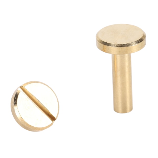 50 Set Bindande Nitar Runda Platt Huvud Mässing Spårskruv Nitar för Bälten Väskor Plånböcker Skor Jackor Läder Tyg 10x15mm / 0.39x0.59in