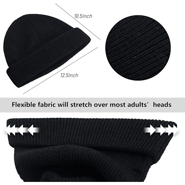 Stickad mössa i 100 % merinoull, unisex, varm vintermössa, mjuk, B