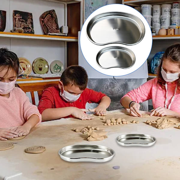 2 stk. Nyrebakker, Høj kvalitet rustfrit stål bæltebakkesæt, Multifunktionelle nyreformede bakker til hjemmebrug, en stor og