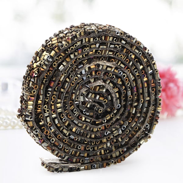 DIY Tube Beads Mesh Wrap Roll Crystal Rhinestones Chain Trim Ribbon Decoration (#02)