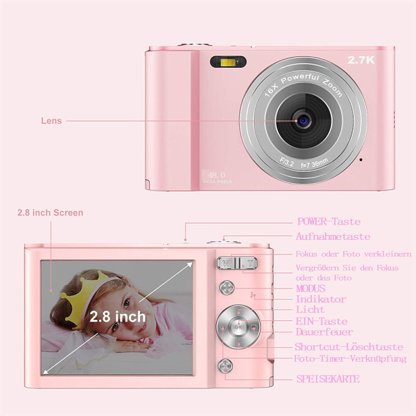 Digital Camera 2.8 LCD kompaktkamera, kompaktkamera, bärbar