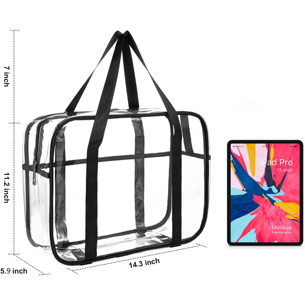 Gjennomsiktig kosmetikkveske Transparent Tote Bag Tykk PVC Glidelås Toalettveske Bærepose Vanntett Sminkeartist Stor Veske Bleieveske Strandveske