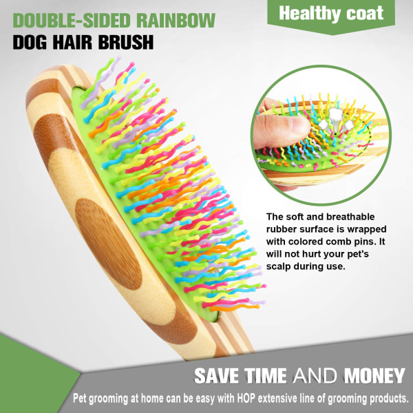 Hundebørste for stell, kattebørste for lange og korte hår, pelsfjerner og myk massasje for hunder og katter.