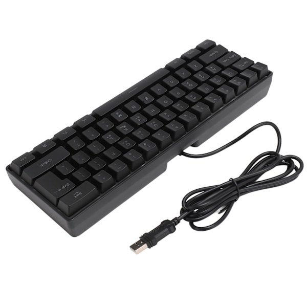 USB Trådbundet Gaming Tangentbord 60 Procent RGB Bakgrundsbelysning 61 Tangenter Portabelt Kompakt Tangentbord för PC Gamer Skrivare Svart