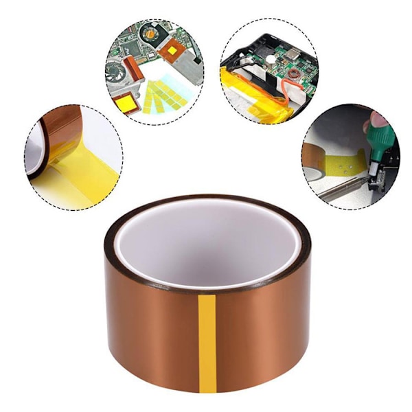 Högtemperaturtejp, Högkvalitativ Värmebeständig Polyimidtejp För Maskering, Lödning, Elektrisk Användning, Guld, 50mm*33m, Lämnar Inga Rester, Hög Isolering