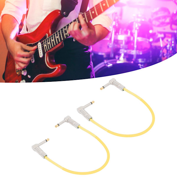 2 st 30 cm Gitarr Jumper 1/4 tums kontakt Gitarr Effektpedal Kabel Ren Koppar Musikinstrumentkablar Gul