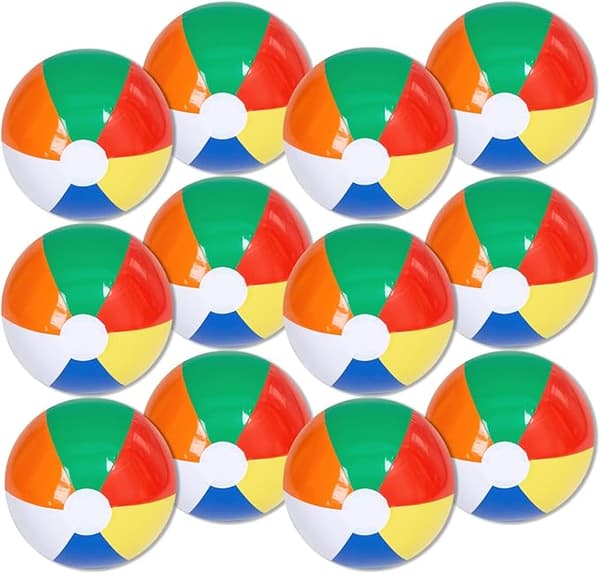 Regnbågsbadbollar (12-pack), 14'' uppblåsbara poolleksaker