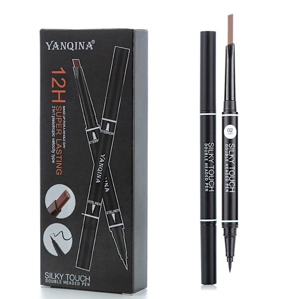 2 i 1 Vandfast Øjenbrynpen & Eyeliner Flydende Makeup Kosmetik 2#