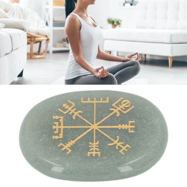 Helande Kristallsten Graverade Nordiska Vikingasymbolstenar Meditation Helande Platt Oval Symbolsten Grön