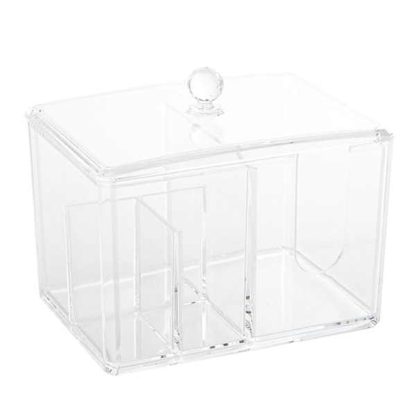 Transparent Skrivebords Makeup-Værktøjsbeholder Opbevaringsboks Bomuldspodser Puder Organizer Holder
