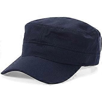 Justerbar Stilig Flat Top Twill Baseball Caps Hodeomkrets 56-60 cm (Marineblå)