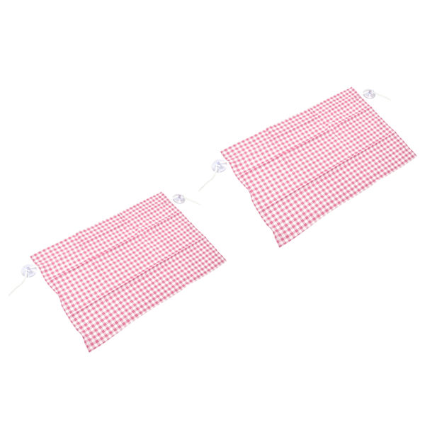 2 st Grid Design Anti Ultraviolet Bilgardin Sida Bilfönster Solskydd med Sugkopp Rosa Rutig