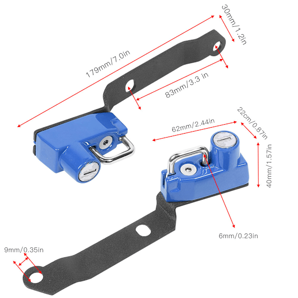 Aluminium Alloy Anti-Tyveri Sikkerheds Hjelm Lås Passer til Yamaha MT25 MT03 YZF R25 R3 2014-2019 Motorcykel Modifikation (Blå)